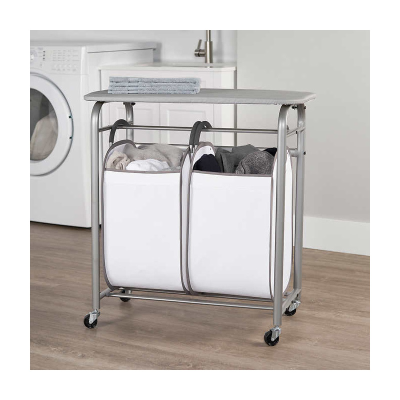 2 Bag Laundry Sorter With Folding Table